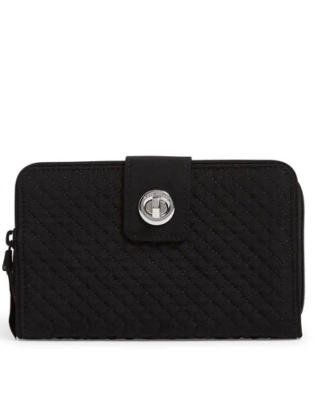 Vera Bradley Classic Black RFID Turnlock Durable Lightweight Microfiber Wallet